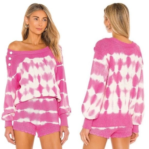 NEW LoveShackFancy Gallatin Pullover Sweater Pink Tie Dye Knit Size XS NWT - Picture 1 of 12